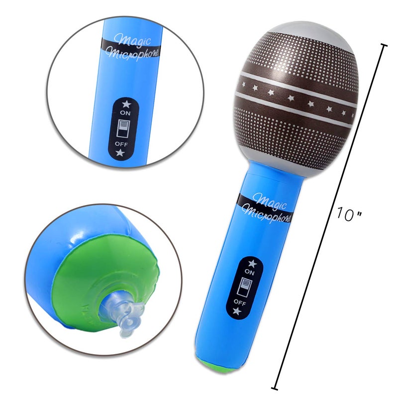 Novelty Place 12-Piece Inflatable Microphones - Assorted Colors, Giant Blow-Up Rock Star Microphones for 80s, 90s Musical Concert Party Favors (10 Inches) - Image 3